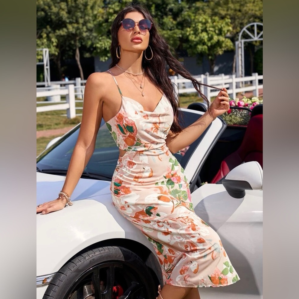 Spring Summer women Flower dress - Picture 2 of 6